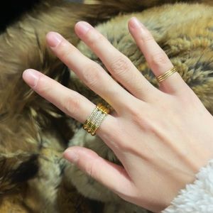 ✨Elegant 18K Gold Plated Three Strands Ring with Rhinestones